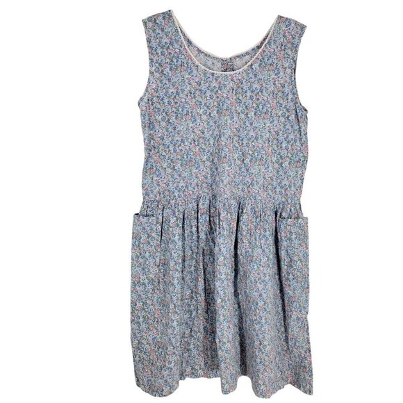 VTG Sleeveless Ditsy Floral Cottagecore Dress Medium Flower Power Prairie medium - Picture 3 of 4
